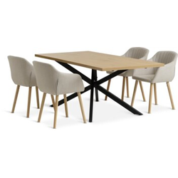 NORTOFT D200 sto topao hrast + 4 ADSLEV stolice bež