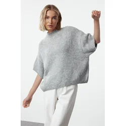 Trendyol Gray Wide Pattern Soft Texture Knitted Sweater