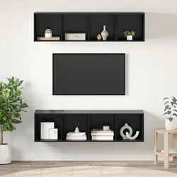 Set TV komoda Zidne 3 pcs Crni hrast Konstruirano drvo