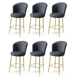HANAH HOME Set 6 barskih stolica Fora Anthracite Gold