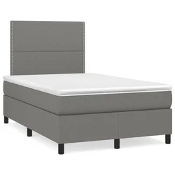 vidaXL Box spring postelja z vzmetnico temno siva 120x190 cm blago