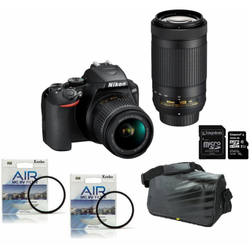 NIKON D-SLR fotoaparat D-3500 kit + objektiv AF-P 18-55VR + objektiv AF-P 70-300VR + Fatbox 32GB + UV filtra