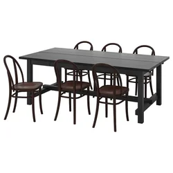 NORDVIKEN / SKOGSBO Sto i 6 stolica, crna/tamnosmeđa, 210/289 cm