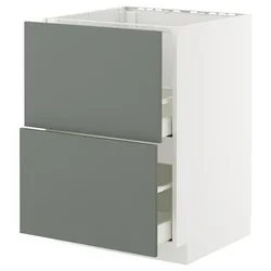 METOD / MAXIMERA Pod.element sudop. i 2front/2fioke, bela/Nickebo mat sivozelena, 60x60 cm