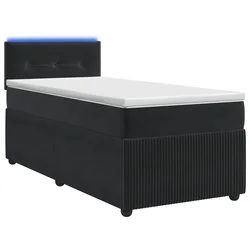vidaXL Postelja boxspring z vzmetnico Črna 90 x 200 cm Žamet