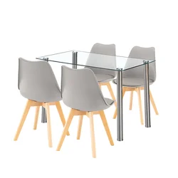 Velon 4+1 jedilni set belo-sivo