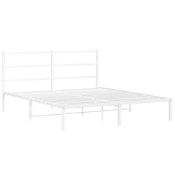 Vidaxl Kovinski posteljni okvir z vzglavjem bel 160x200 cm
