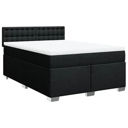 Vidaxl Box spring posteljni z vzmetnico črn 140x190 cm blago