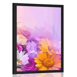 Plakat oljna slika barvitih cvetov - 60x90 no frame