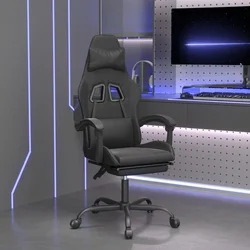 Igraća stolica od umjetne kože s osloncem za noge Crna