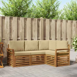 Setovi sofa s jastukom 4 pcs Prirodna i bež Čvrsto drvo akacije
