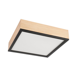 Plafonska svetiljka NATURAL SQUARE 4xE27/15W/230V 39x39 cm borovina/crna
