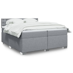 vidaXL Box spring postelja z vzmetnico svetlo siva 200x200 cm blago