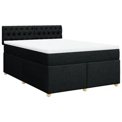 Vidaxl Box spring posteljni z vzmetnico črn 140x190 cm blago