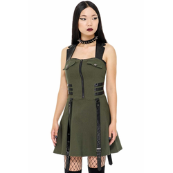 Ženska obleka KILLSTAR - Psy-Ops - KHAKI - KSRA002422