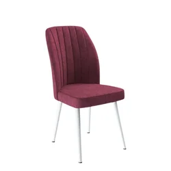Hanah Home set trpezarijskih stolica Platinum 4 kom, bordo tkanina Jerry, bele metalne noge