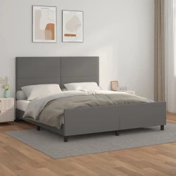 Okvir za krevet s uzglavljem sivi 160x200 cm od umjetne kože