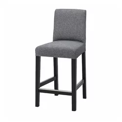 BERGMUND Barska stolica s naslonom, visina radne ploče crna/Gunnared siva, 62 cm