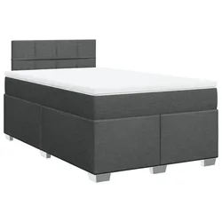 Vidaxl Box spring postelja z vzmetnico temno siva 120x190 cm blago