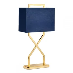 Elstead CROSS-TL - Stona lampa CROSS 1xE27/60W/230V zlatna/plava