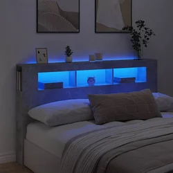 LED uzglavlje siva boja betona 180x18,5x103,5 cm