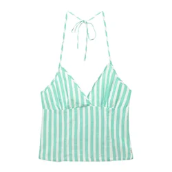 Pull&Bear Top PACIFIC svetlo zelena/bela