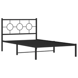 Vidaxl Kovinski posteljni okvir z vzglavjem črn 107x203 cm