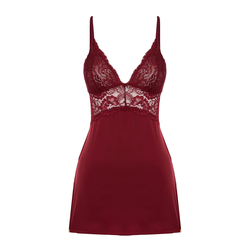 Trendyol Burgundy Lace Detailed Rope Strap Knitted Fantasy Nightgown