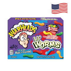 Warheads Lil Worms Theatre - kisli, žvečljivi, sladki in sadni gumijasti bonboni, 99g