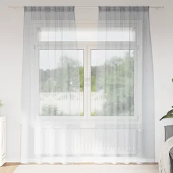 Voile zavjesa 2 pcs Tamno siva 225 x 140 cm Poliester