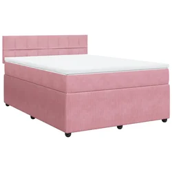 Vidaxl Box spring postelja z vzmetnico roza 160x200 cm žamet