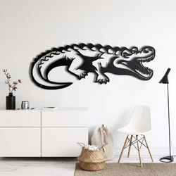 WallXpert metalni zidni ukras 5159, krokodil sa otvorenim čeljustima, 19 x 45 cm, crni