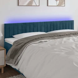 Vidaxl LED posteljno vzglavje temno modro 160x5x78/88 cm žamet