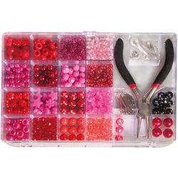 Rayher Perle set s kleščami, rdeče/pink 180g 20x13,5 cm, (20633722)