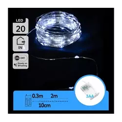 Aigostar - LED lanac 20xLED/3xAA 2,3m hladno belo