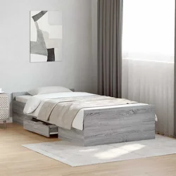 Posteljni okvir s predali siva sonoma 75x190 cm inženirski les