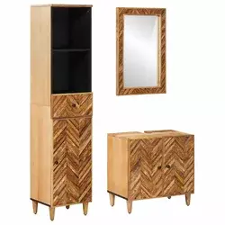 Set ormarića za kupaonicu s ladicama 3 pcs Čvrsto drvo manga