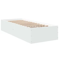 Vidaxl Posteljni okvir bel 75x190 cm inženirski les