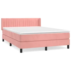 Vidaxl Box spring postelja z vzmetnico roza 140x190 cm žamet