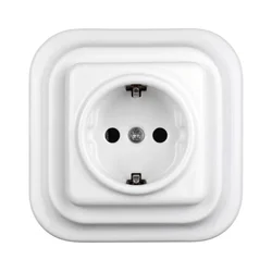 Elhard - Keramička retro kućna utičnica sa okvirom SCHUKO 230V bela