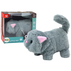 slomart LEAN TOYS Interaktivni plišasti muc, Hodi in mijavka, siv