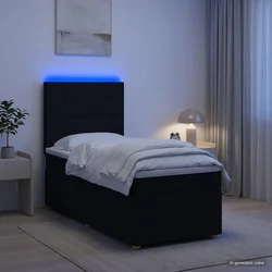 vidaXL Postelja boxspring z vzmetnico Črna 100 x 200 cm Blago