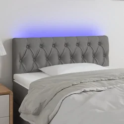 Vidaxl vidaXL Vzglavje postelje z LED diodo temno sivo 90x7x78/88 cm blago