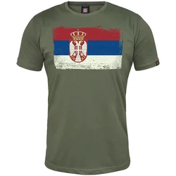 Muška majica kratkih rukava Srpska zastava-trobojka, Maslinasta