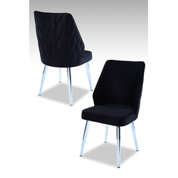Hanah Home Set stolica Pufi, 48x90x43 cm, 4 komada, Srebrno-crne boje