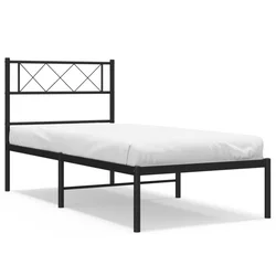 Vidaxl Kovinski posteljni okvir z vzglavjem črn 90x190 cm