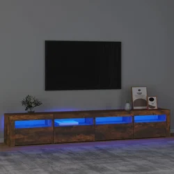 TV ormarić s LED svjetlima boja dimljenog hrasta 240x35x40 cm