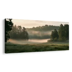 Slika jutranja meglica med drevesi - 140x70