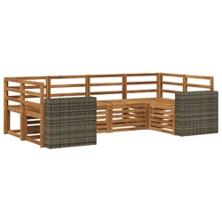 Sekcijska garnitura 6 pcs Prirodna Čvrsto drvo akacije