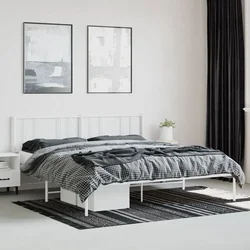 shumee vidaXL Kovinski posteljni okvir z vzglavjem bel 193x203 cm